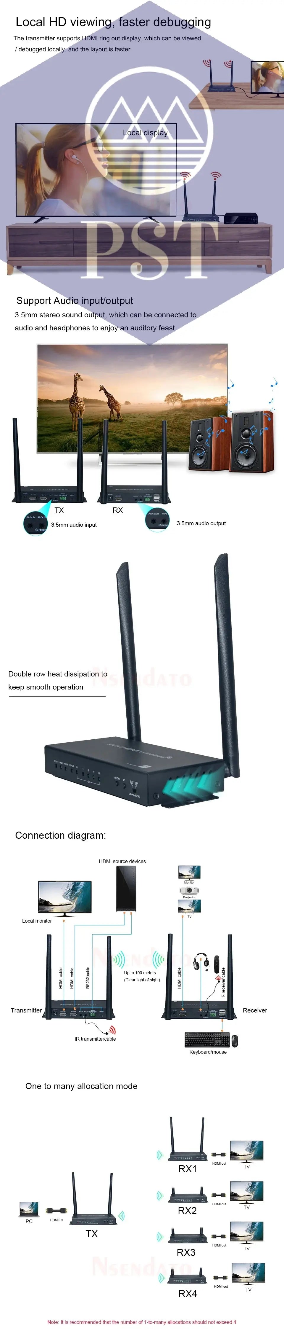 4K Switch Wireless HDMI Video Receiver PST PS Tradings