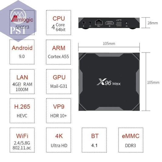 Android 9.0 Amlogic Quad Core 4K TV Box PST PS Tradings