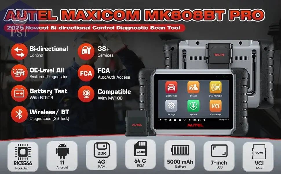 Autel MaxiCOM MK808BT Pro OBD2 Scanner Car Diagnostic Tools Code Reader With Active Test, All System Diagnosis, 28+Services - PST PS Tradings