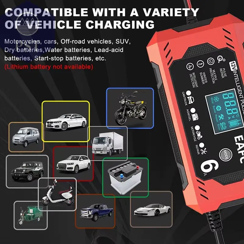 Autobatterie-Ladegerät 6A 12V Auto Und Motorrad Batterie Ladegerät Blei-Säure-Batterie Smart Reparatur Lcd-Display PST PS Tradings PST PS Tradings PST PS Tradings Autobatterie-Ladegerät 6A 12V Auto Und Motorrad Batterie Ladegerät Blei-Säure-Batterie Smart Reparatur Lcd-Display