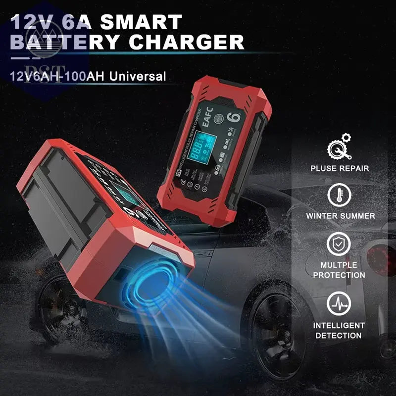 Autobatterie-Ladegerät 6A 12V Auto Und Motorrad Batterie Ladegerät Blei-Säure-Batterie Smart Reparatur Lcd-Display PST PS Tradings PST PS Tradings PST PS Tradings Autobatterie-Ladegerät 6A 12V Auto Und Motorrad Batterie Ladegerät Blei-Säure-Batterie Smart Reparatur Lcd-Display