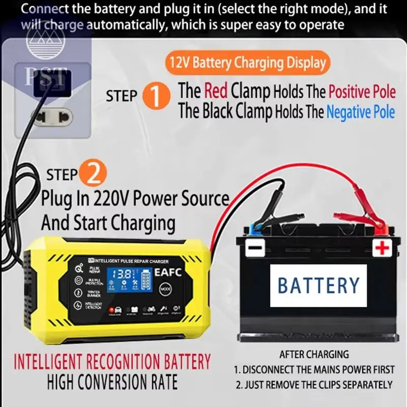 Autobatterie-Ladegerät 6A 12V Auto Und Motorrad Batterie Ladegerät Blei-Säure-Batterie Smart Reparatur Lcd-Display PST PS Tradings PST PS Tradings PST PS Tradings Autobatterie-Ladegerät 6A 12V Auto Und Motorrad Batterie Ladegerät Blei-Säure-Batterie Smart Reparatur Lcd-Display