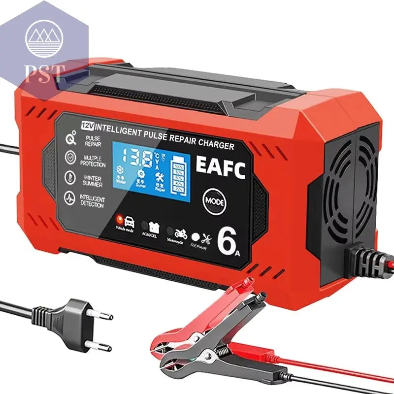 Autobatterie-Ladegerät 6A 12V Auto Und Motorrad Batterie Ladegerät Blei-Säure-Batterie Smart Reparatur Lcd-Display PST PS Tradings PST PS Tradings Red-101187-Red PST PS Tradings Autobatterie-Ladegerät 6A 12V Auto Und Motorrad Batterie Ladegerät Blei-Säure-Batterie Smart Reparatur Lcd-Display
