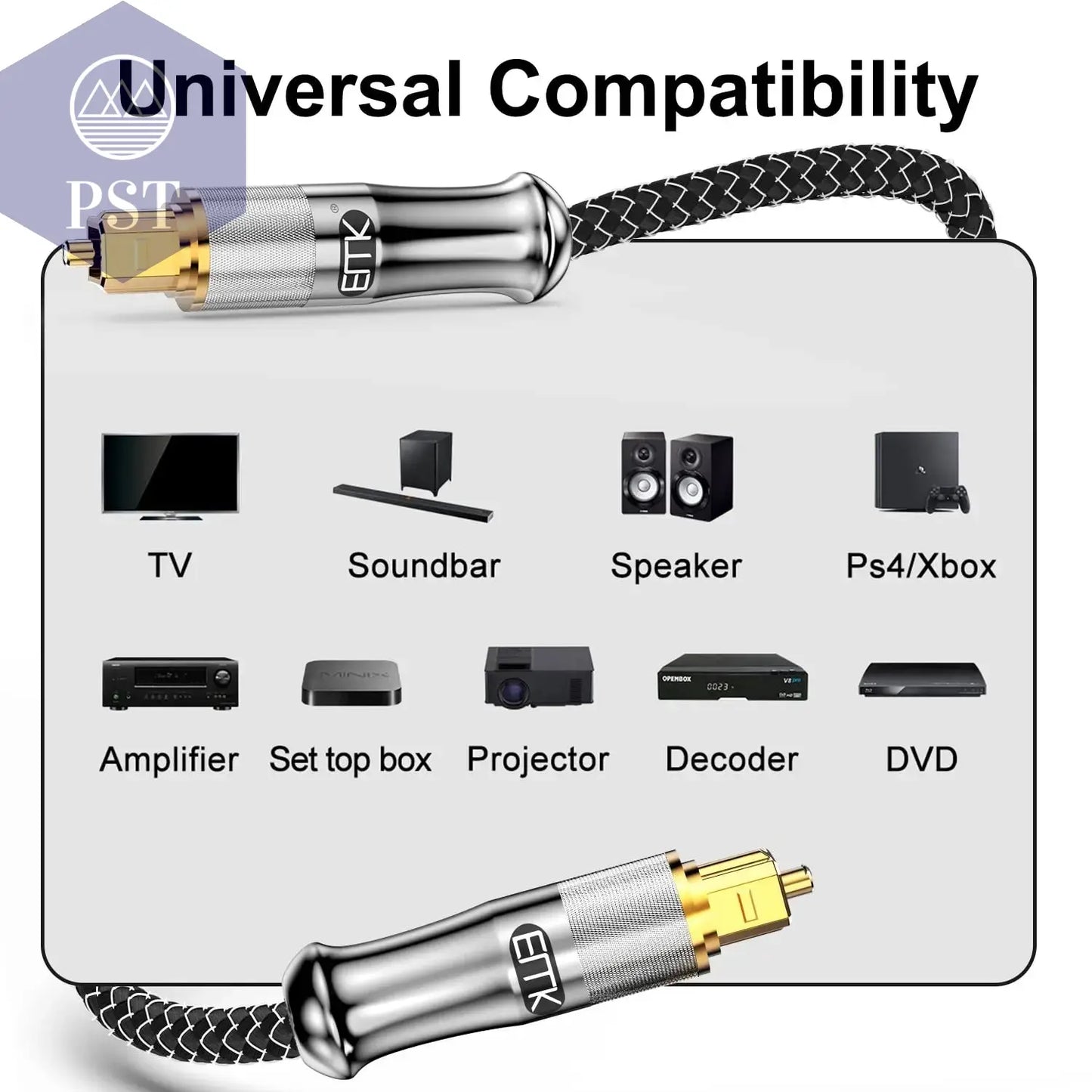 EMK Optisches Kabel 5.1 Digitales SPDIF Toslink-Kabel Glasfaser-Audiokabel vergoldet 1 m 2 m 3 m für Soundbar HDTV-Lautsprecher PS4 PST PS Tradings