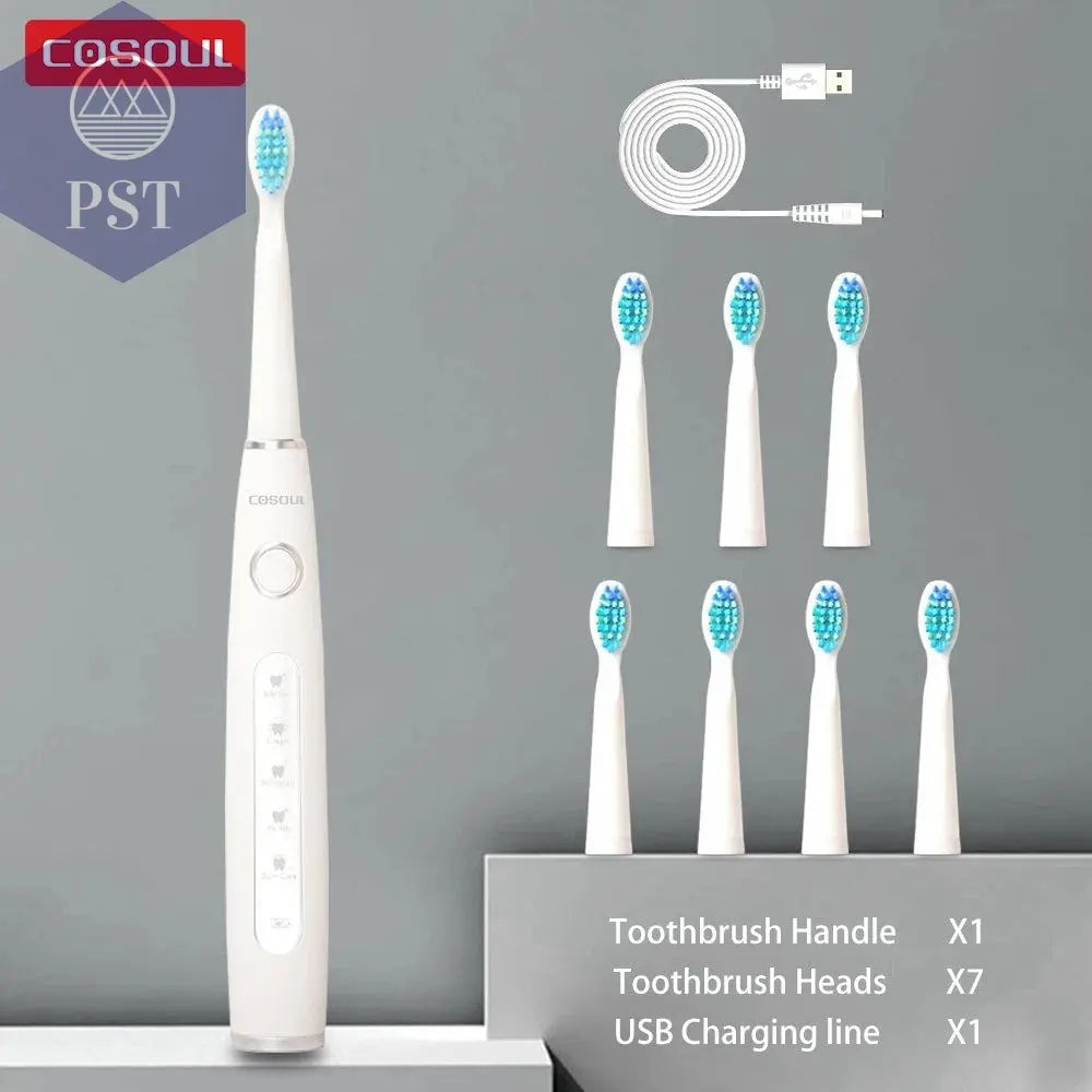 Electric Toothbrush Sonic Rechargeable Top Quality Smart Chip Toothbrush Head Replaceable Whitening Healthy Best Gift ! - PST PS Tradings