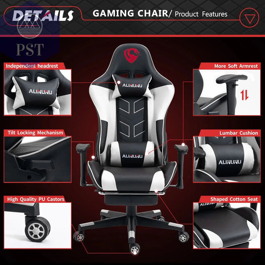 Ergonomischer Gaming Stuhl mit Fußstütze PST PS Tradings Möbel PST PS Tradings PST PS Tradings