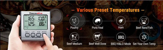 ThermoPro TP17 Dual Probes Digital Outdoor Meat Thermometer Cooking BBQ Oven Thermometer with Big LCD Screen For Kitchen - Property & Safety Tradings