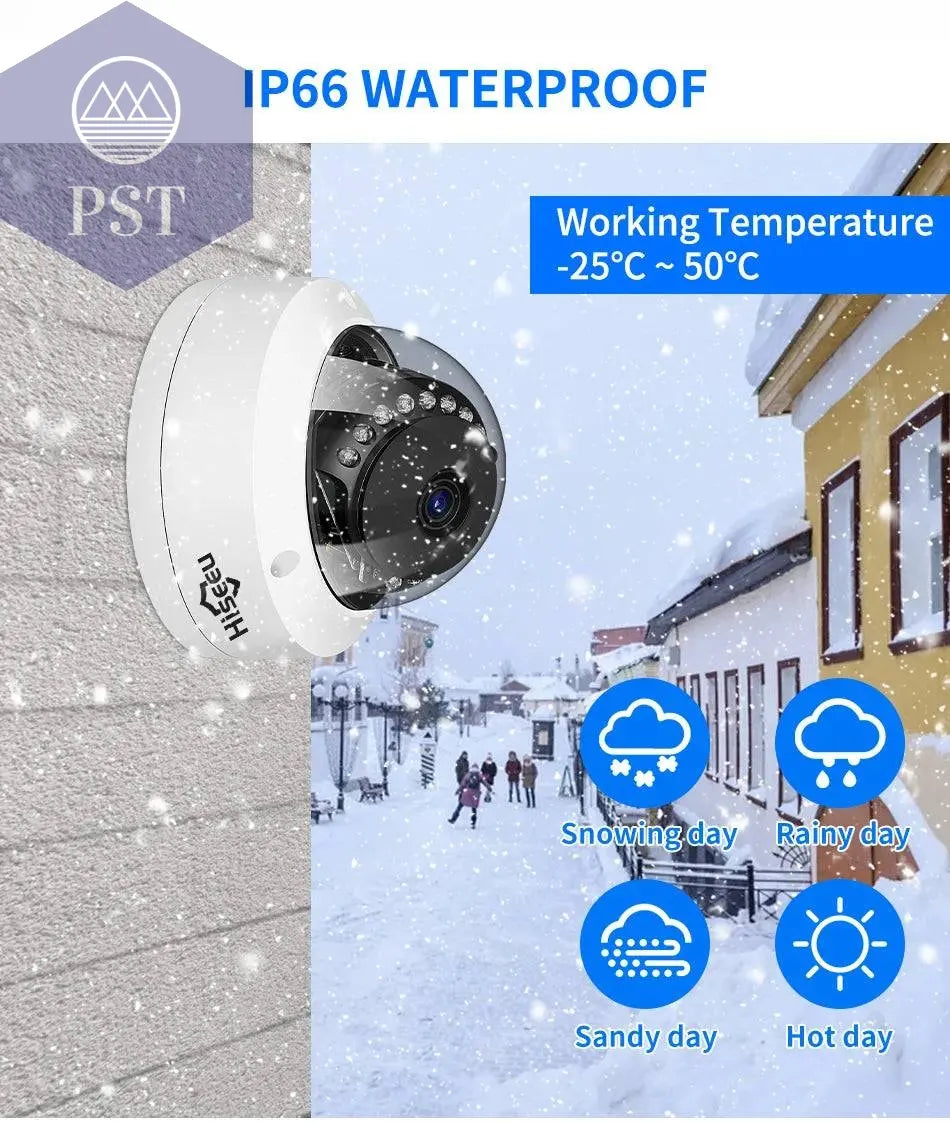 Hiseeu 5MP Explosion-proof POE IP Camera Audio H.265+ Dome Home Indoor Outdoor Surveillance Security Camera CCTV Video for NVR - Property & Safety Tradings