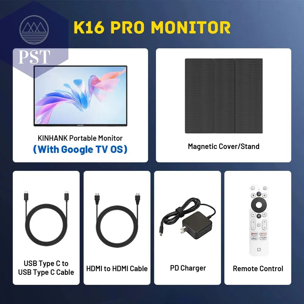 K16 Pro 16'' Gaming Monitor mit Google TV 144Hz PST PS Tradings PST PS Tradings K16-Pro-gtv-EU-Plug-CHINA PST PS Tradings K16 Pro 16'' Gaming Monitor mit Google TV 144Hz