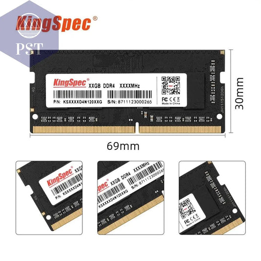 KingSpec Memory Ram DDR4 8GB 16GB 32GB 3200MHz 2666MHz 3200 MHz RAM for Laptop Notebook Memoria RAM DDR4 1.2V Laptop RAM PST PS Tradings