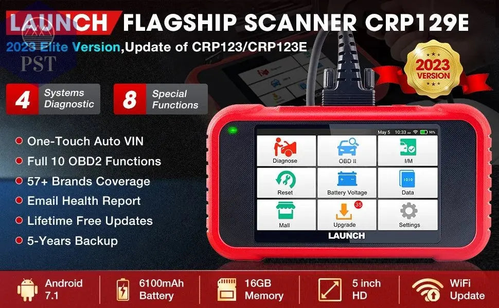 LAUNCH X431 CRP129E / CRP129E V2.0 Car OBD2 Diagnostic Tools ENG ABS SRS AT Oil SAS EPB TPMS DPF Reset Auto Scanner Free Update - PST PS Tradings