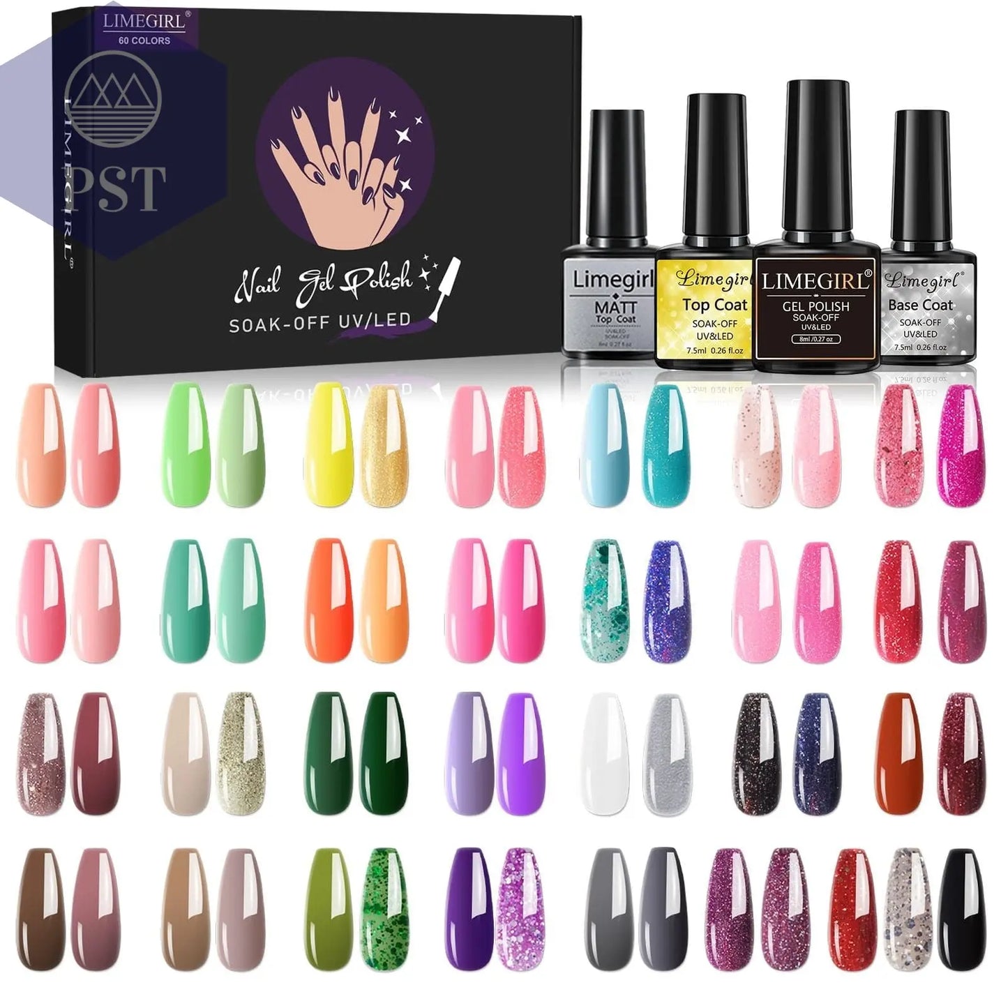 Limegirl Gel Nail Polish Set 60/40/24Colors Semi Permanent UV Led Gel Varnish Soak Off Nail Lacquers Base Top Coat Limegirl Gel Nail Polish set PST PS Tradings