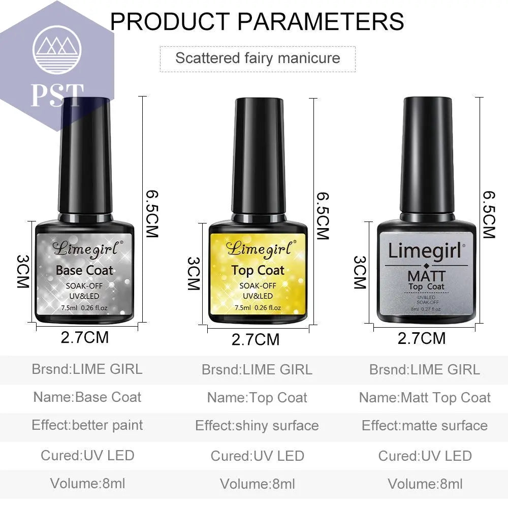 Limegirl Gel Nail Polish Set 60/40/24Colors Semi Permanent UV Led Gel Varnish Soak Off Nail Lacquers Base Top Coat Limegirl Gel Nail Polish set PST PS Tradings