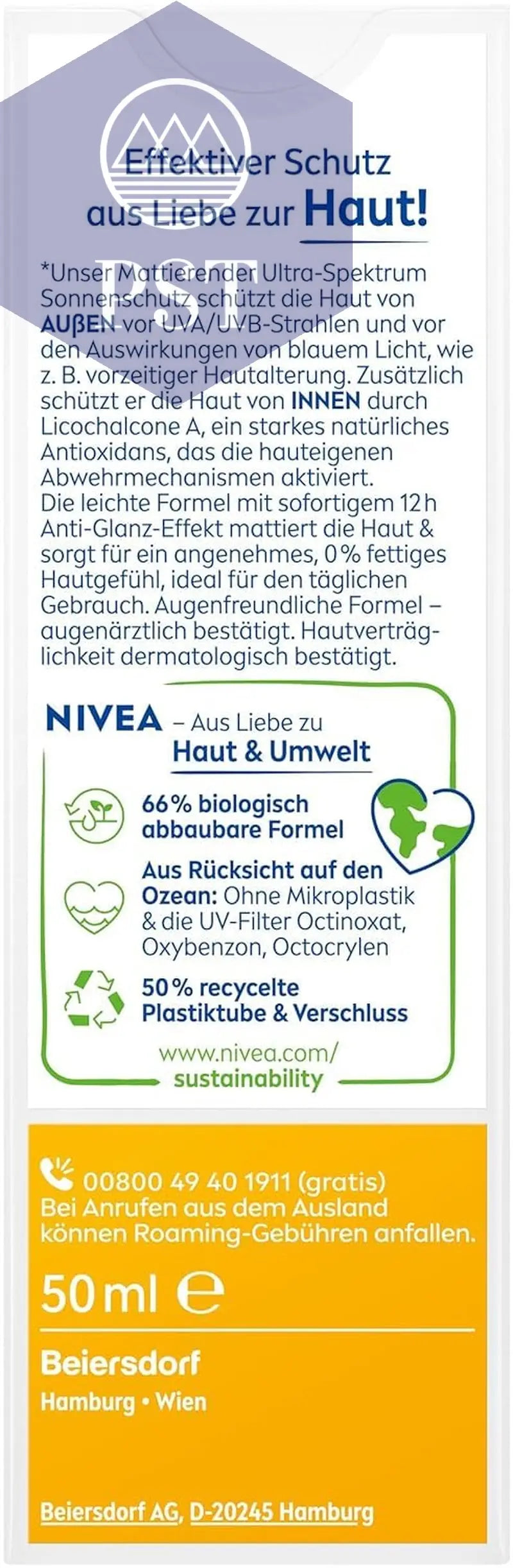 NIVEA SUN UV Sonnenschutz LSF 50 50ml Sonnencreme Sonnenmilch Gesicht PST PS Tradings PST PS Tradings PST PS Tradings