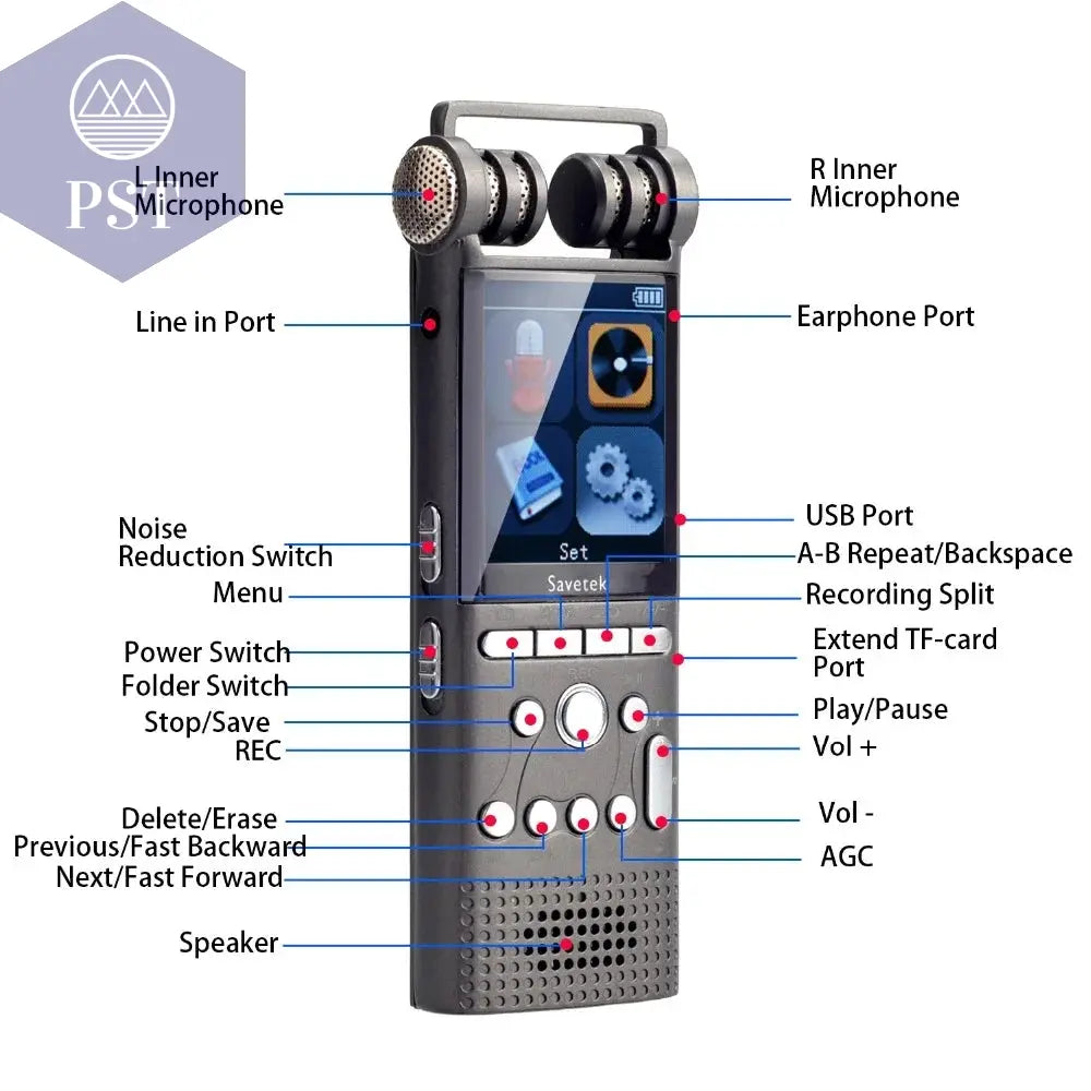 Professional Voice Activated Digital Audio Recorder 16GB 8GB USB Pen Non-Stop 100hr Recording PCM 1536Kbps External Microphone Audio Recorder PST PS Tradings