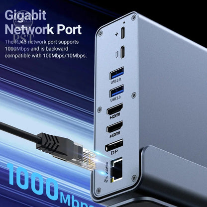 15 in 1 USB-C Docking Station 4K HD Vertical Hub with Triple Monitor ,RJ45 1000M,USB 3.0/2.0,PD 3.0,Sd/Tf,Audio 3.5       PST PS Tradings