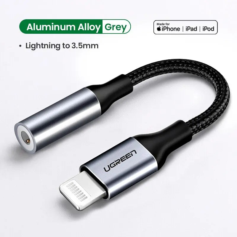 MFi Lightning to 3.5 mm Jack AUX Cable for iPhone      China-Aluminum-Grey PST PS Tradings