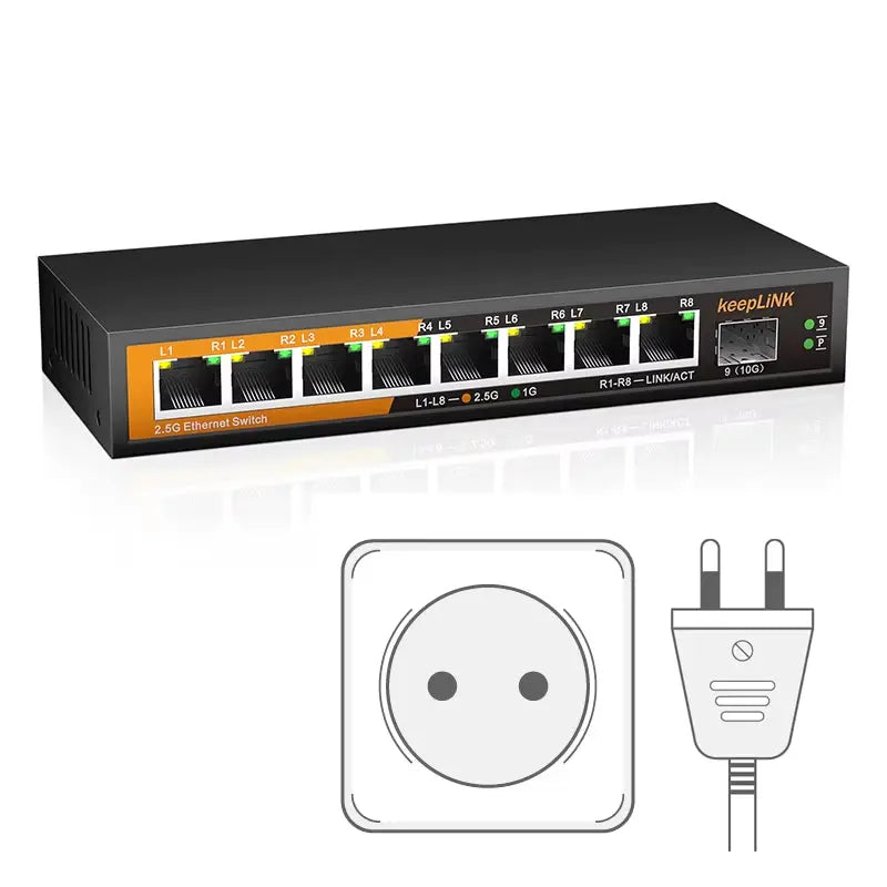 8-Port 2.5Gbps Ethernet Network with 1-10Gb SFP+ Unmanaged Plug and Play
