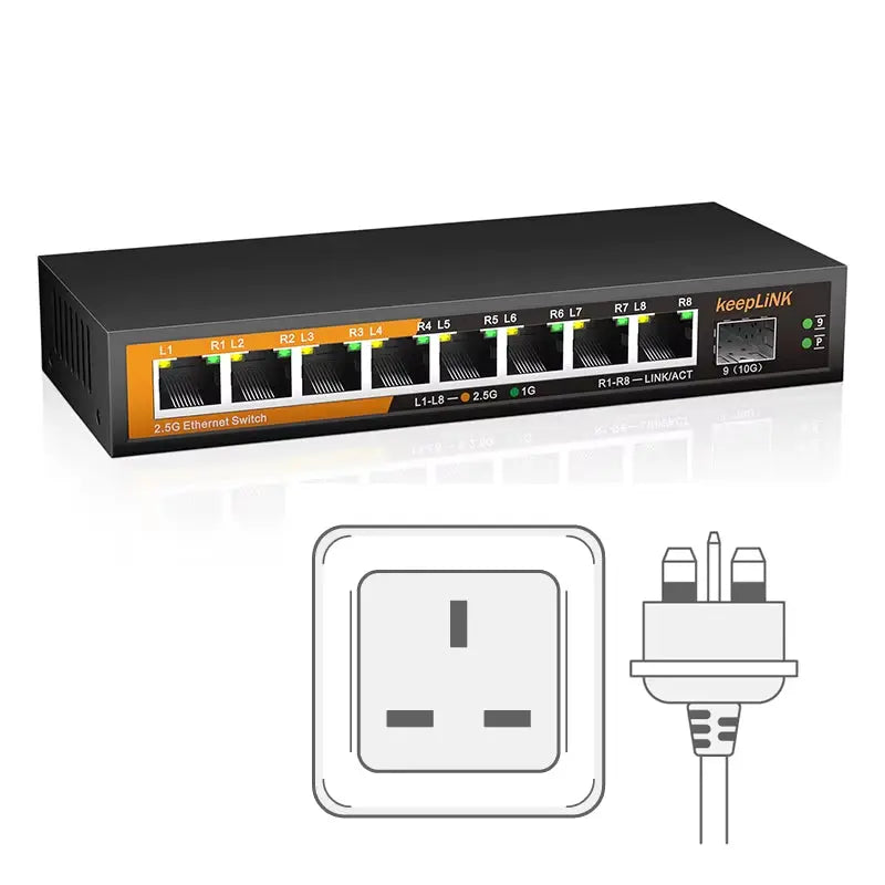8-Port 2.5Gbps Ethernet Network with 1-10Gb SFP+ Unmanaged Plug and Play
