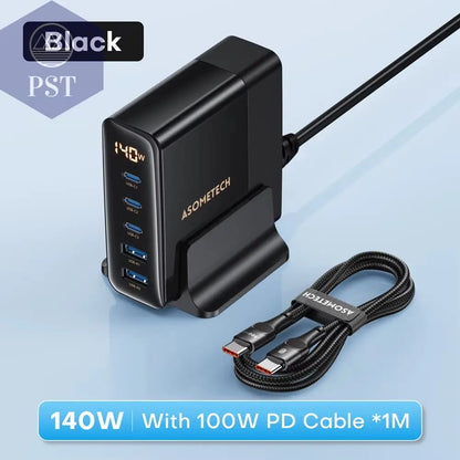 Asome Tech 140W Gan Usb Typ C Schnell Ladegerät Mehrere Anschlüsse Qc 4,0 Pd Schnell Ladegerät Für Macbook Laptop Tablet Iphone 14 Samsung S23 PST PS Tradings  PST PS Tradings Black-With-Pd-Cable-Au-Plug PST PS Tradings Asome Tech 140W Gan Usb Typ C Schnell Ladegerät Mehrere Anschlüsse Qc 4,0 Pd Schnell Ladegerät Für Macbook Laptop Tablet Iphone 14 Samsung S23
