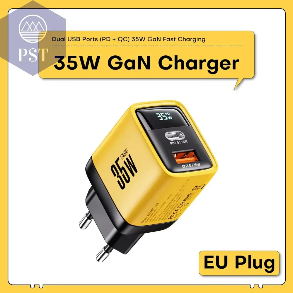 Asome Tech 35W Gan Ladegerät Led Display Qc 3,0 30W 25W Pd Pps Schnell Ladung Usb Typ C Ladegerät Für Iphone 14 Pro Samsung S23 Xiaomi      Eu-Plug PST PS Tradings