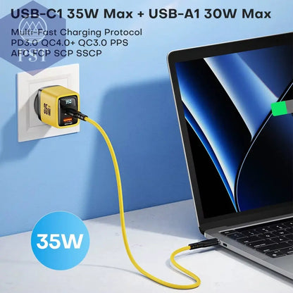 Asome Tech 35W Gan Ladegerät Led Display Qc 3,0 30W 25W Pd Pps Schnell Ladung Usb Typ C Ladegerät Für Iphone 14 Pro Samsung S23 Xiaomi       PST PS Tradings