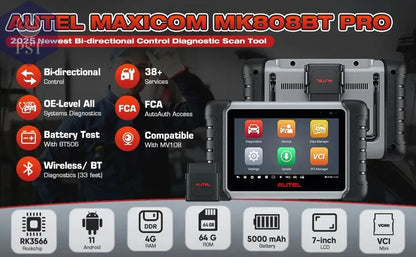 Autel MaxiCOM MK808BT Pro OBD2 Scanner Car Diagnostic Tools Code Reader With Active Test, All System Diagnosis, 28+Services - PST PS Tradings