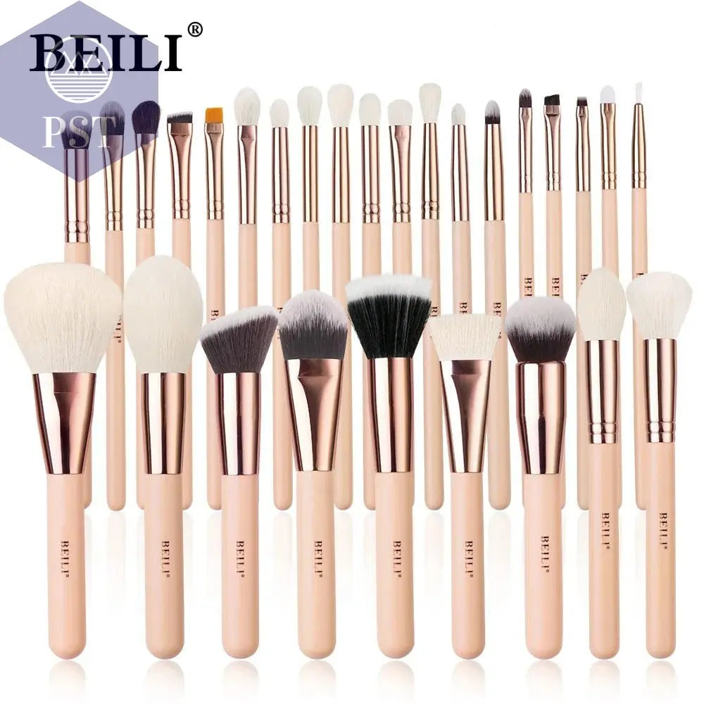 BEILI Pink Makeup Brushes High Quality Powder Foundation Blush Eyeshadow Make Up Brush Set  Natural Hair косметика - PST PS Tradings