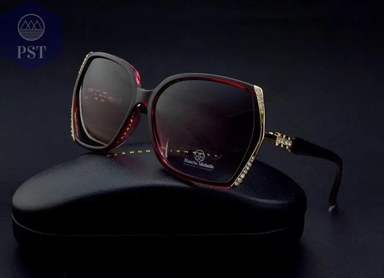 Blanche Michelle High Quality Oversized Polarized Sunglasses Women UV400 oculos de sol Gradient Driving Sun Glasses With Box       PST PS Tradings
