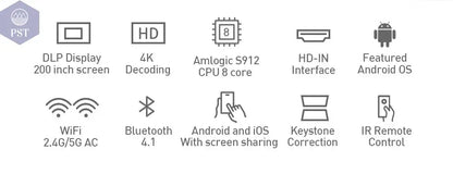 DLP P10 II 4K Portable Projector Amlogic T972 Android PST PS Tradings  