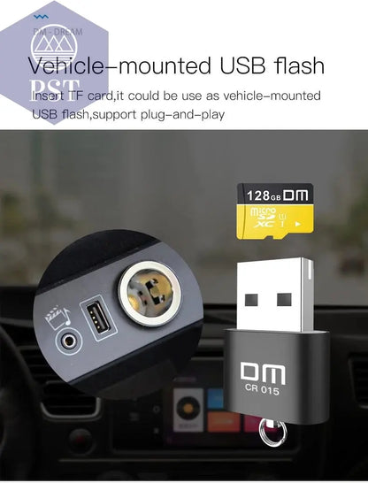 DM CR015 Micro SD Card Reader with innovative TF card slot change the card reader into a usb flash drive for computer or for car       PST PS Tradings