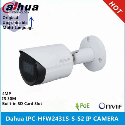 Dahua IPC-HFW2431S-S-S2 4MP IR30M & IPC-HFW2441S-S 4MP POE IR30M IP67 built in MIC SMD Plus Bullet WizSense Network ip Camera - Property & Safety Tradings