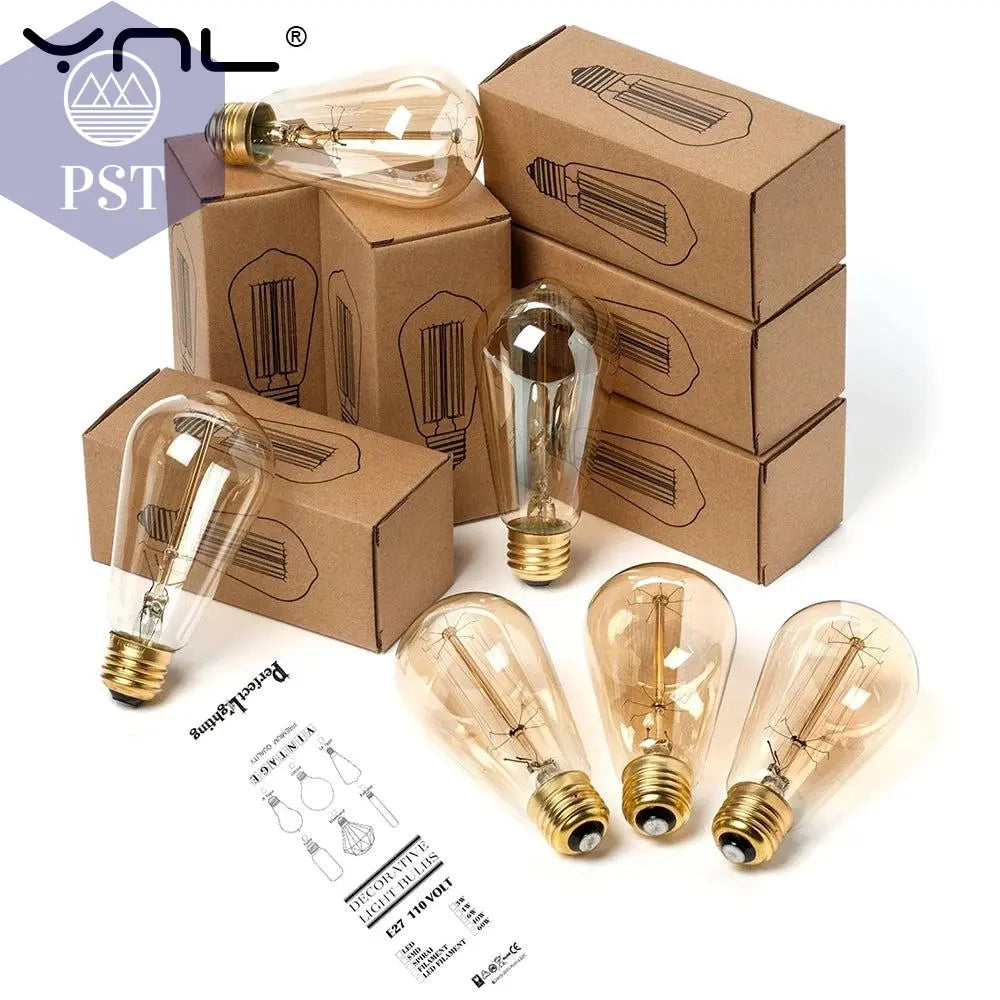 Edison Bulb E27 220V 40W ST64 A19 T45 G80 G95 G125 Incandescent Filament Bulb Lighting Retro Edison Light Bulb       PST PS Tradings