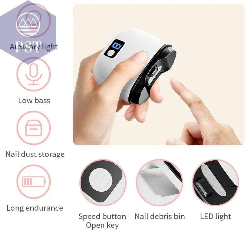 Electric Nail Clipper 3Speed Levels Automatic Nail Clipper Nail Clip Storage and LCD Light USB for Adults Seniors Babies Kids - PST PS Tradings