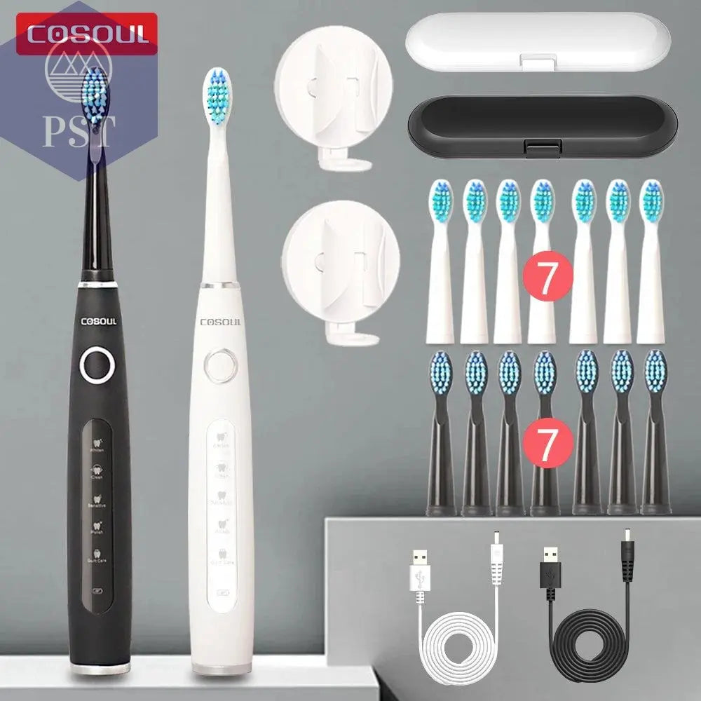 Electric Toothbrush Sonic Rechargeable Top Quality Smart Chip Toothbrush Head Replaceable Whitening Healthy Best Gift ! - PST PS Tradings