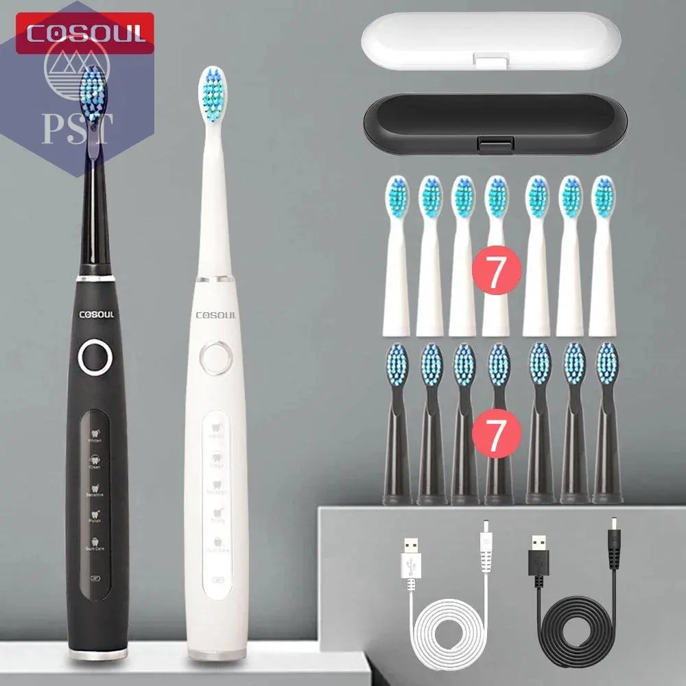 Electric Toothbrush Sonic Rechargeable Top Quality Smart Chip Toothbrush Head Replaceable Whitening Healthy Best Gift ! - PST PS Tradings