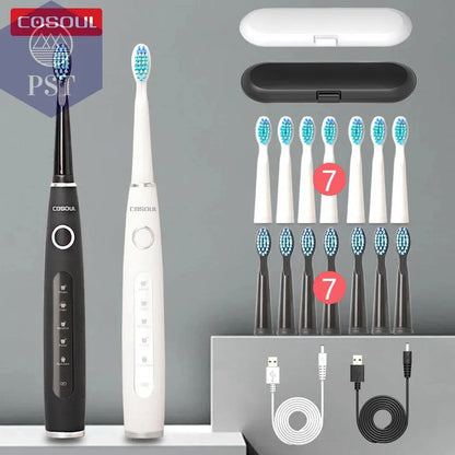 Electric Toothbrush Sonic Rechargeable Top Quality Smart Chip Toothbrush Head Replaceable Whitening Healthy Best Gift ! - PST PS Tradings