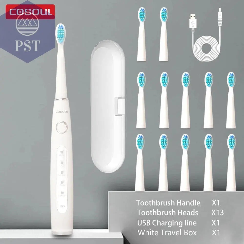 Electric Toothbrush Sonic Rechargeable Top Quality Smart Chip Toothbrush Head Replaceable Whitening Healthy Best Gift ! - PST PS Tradings