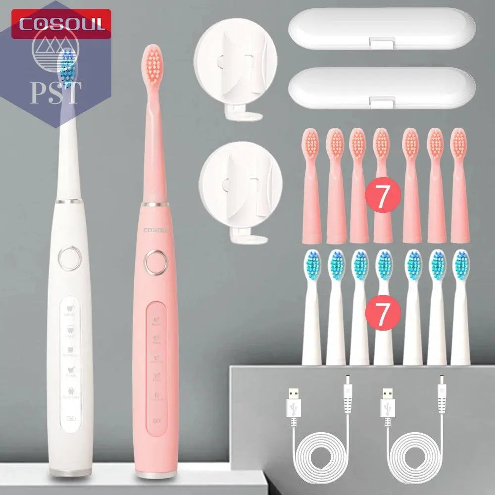 Electric Toothbrush Sonic Rechargeable Top Quality Smart Chip Toothbrush Head Replaceable Whitening Healthy Best Gift ! - PST PS Tradings