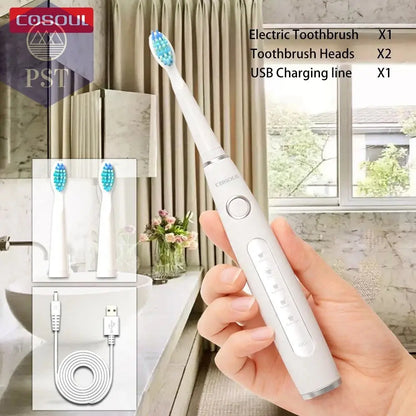 Electric Toothbrush Sonic Rechargeable Top Quality Smart Chip Toothbrush Head Replaceable Whitening Healthy Best Gift ! - PST PS Tradings