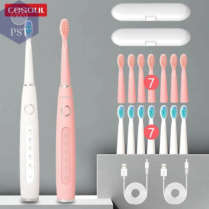 Electric Toothbrush Sonic Rechargeable Top Quality Smart Chip Toothbrush Head Replaceable Whitening Healthy Best Gift ! - PST PS Tradings