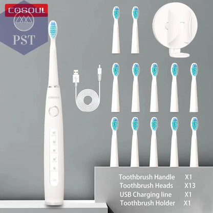 Electric Toothbrush Sonic Rechargeable Top Quality Smart Chip Toothbrush Head Replaceable Whitening Healthy Best Gift ! - PST PS Tradings