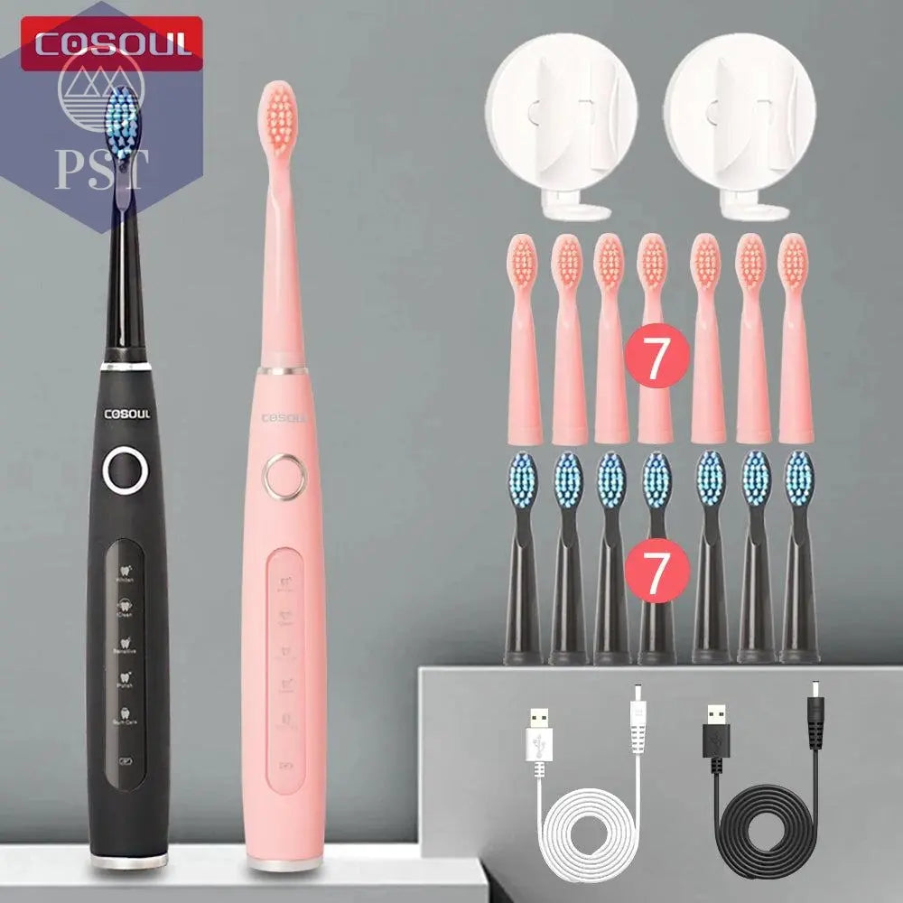 Electric Toothbrush Sonic Rechargeable Top Quality Smart Chip Toothbrush Head Replaceable Whitening Healthy Best Gift ! - PST PS Tradings