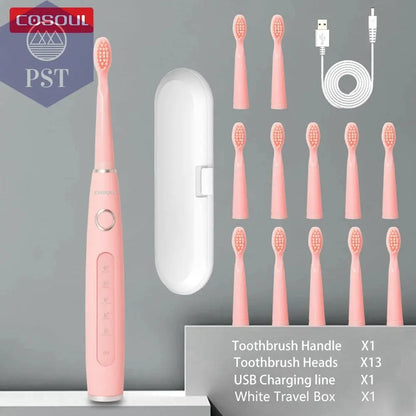 Electric Toothbrush Sonic Rechargeable Top Quality Smart Chip Toothbrush Head Replaceable Whitening Healthy Best Gift ! - PST PS Tradings