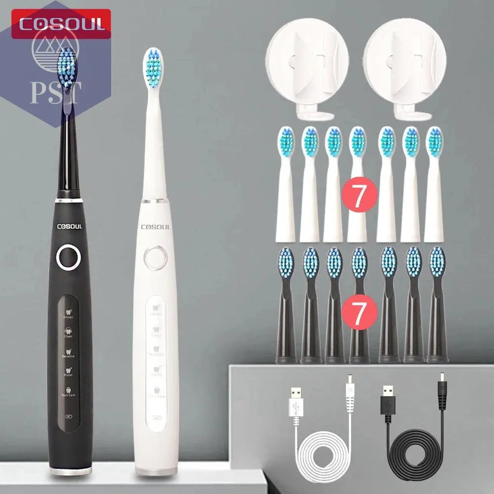 Electric Toothbrush Sonic Rechargeable Top Quality Smart Chip Toothbrush Head Replaceable Whitening Healthy Best Gift ! - PST PS Tradings