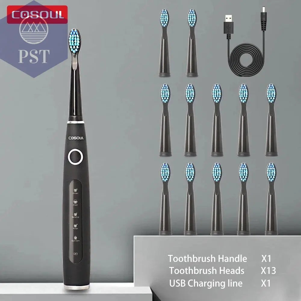 Electric Toothbrush Sonic Rechargeable Top Quality Smart Chip Toothbrush Head Replaceable Whitening Healthy Best Gift ! - PST PS Tradings