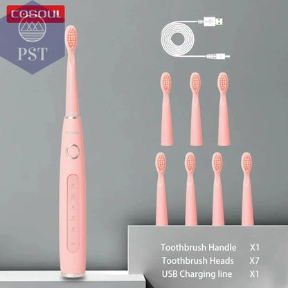Electric Toothbrush Sonic Rechargeable Top Quality Smart Chip Toothbrush Head Replaceable Whitening Healthy Best Gift ! - PST PS Tradings