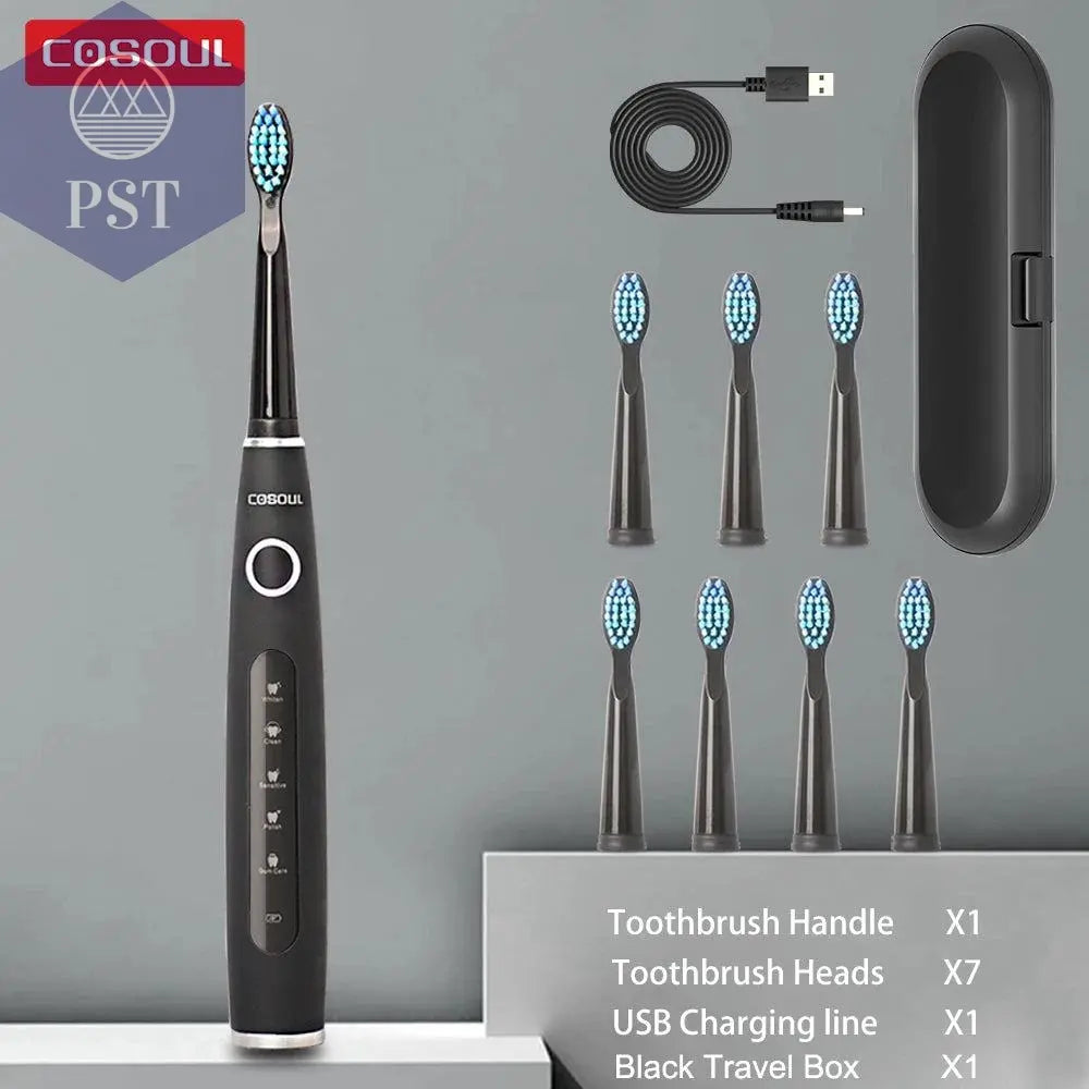Electric Toothbrush Sonic Rechargeable Top Quality Smart Chip Toothbrush Head Replaceable Whitening Healthy Best Gift ! - PST PS Tradings