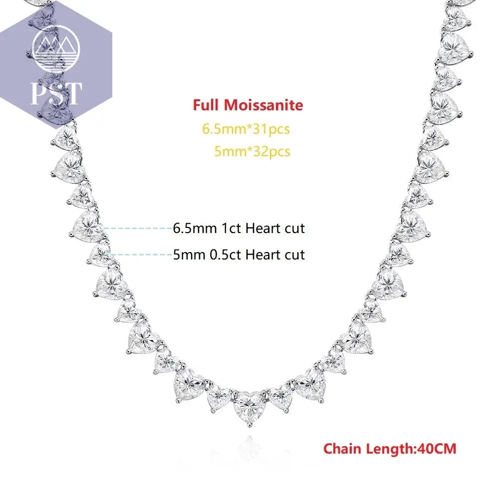 Elegante Moissanit Tennis Halskette aus Silber PST PS Tradings  PST PS Tradings 40CM-CHINA-Full-Moissanite PST PS Tradings Elegante Moissanit Tennis Halskette aus Silber