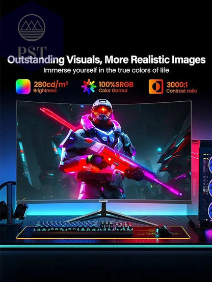 Gawfolk 27 Zoll Gebogener Gaming-Monitor 180 Hz, Pc-Bildschirm Full HD 1080P, Rahmenloser 1800R-Computermonitor Mit Freesync Und Eye Car PST PS Tradings  Gawfolk 27 Zoll Gebogener Gaming-Monitor 180 Hz, Pc-Bildschirm Full HD 1080P, Rahmenloser 1800R-Computermonitor Mit Freesync Und Eye Car